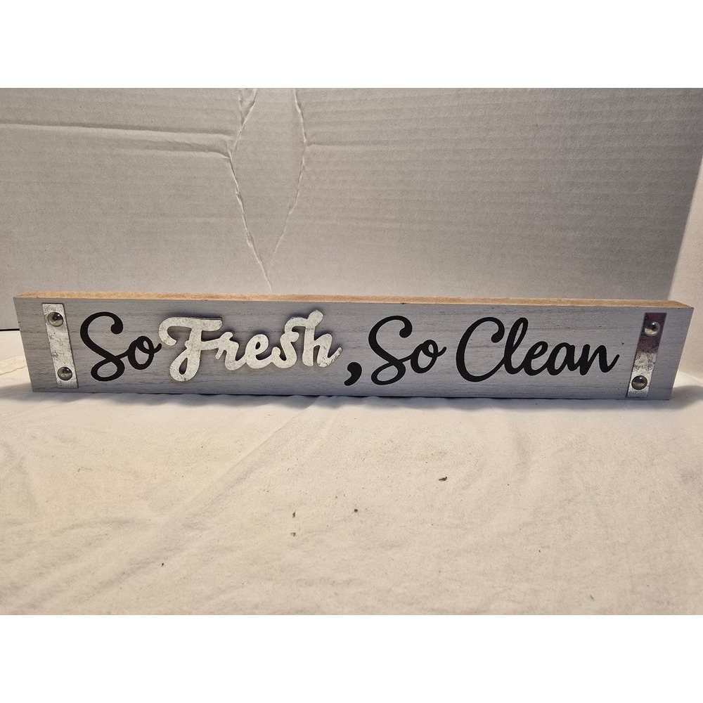 Greenbrier So Fresh So Clean Wood Block Sign Galvanized Metal Farmhouse 
 /0573